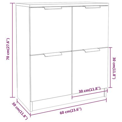 vidaXL Sideboard White 60x30x70 cm Engineered Wood, white vidaXL Sideboard White 60x30x70 cm Engineered Wood