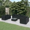 vidaXL 8 Piece Garden Lounge Set with Cushions Poly Rattan Black