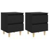 vidaXL Bed Cabinets with Solid Pinewood Legs 2 pcs Black 40x35x50 cm