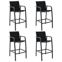 vidaXL Garden Bar Chairs 4 pcs Black Textilene
