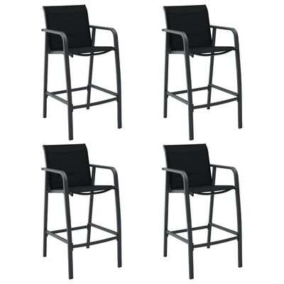 vidaXL Garden Bar Chairs 4 pcs Black Textilene, black vidaXL Garden Bar Chairs 4 pcs Black Textilene