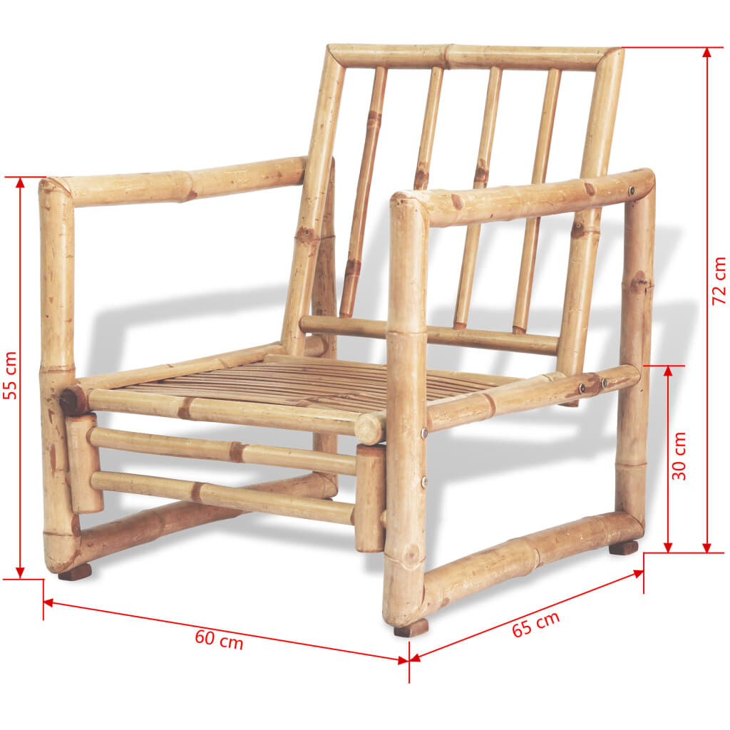 vidaXL 4 Piece Garden Lounge Set with Cushions Bamboo
