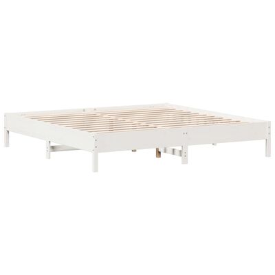 vidaXL Bed Frame White 180x200 cm Super King Size Solid Wood Pine