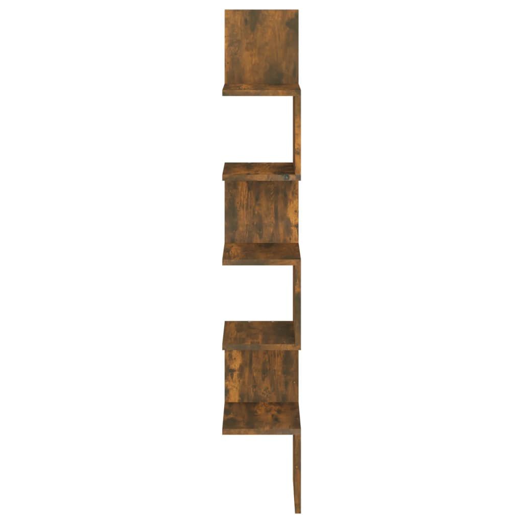 vidaXL Wall Corner Shelf Smoked Oak 20x20x127.5 cm Engineered Wood