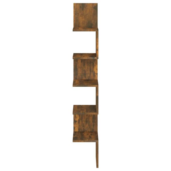 vidaXL Wall Corner Shelf Smoked Oak 20x20x127.5 cm Engineered Wood
