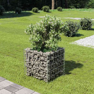 vidaXL Gabion Raised Bed Galvanised Steel 50x50x50 cm,  vidaXL Gabion Raised Bed Galvanised Steel 50x50x50 cm
