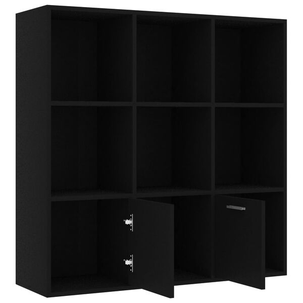 vidaXL Book Cabinet Black 98x30x98 cm Engineered Wood