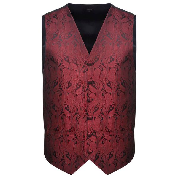 Men's Paisley Wedding Waistcoat Set Size 48 Burgundy
