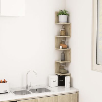 vidaXL Wall Corner Shelf Sonoma Oak 20x20x127.5 cm Engineered Wood, sonoma oak vidaXL Wall Corner Shelf Sonoma Oak 20x20x127.5 cm Engineered Wood