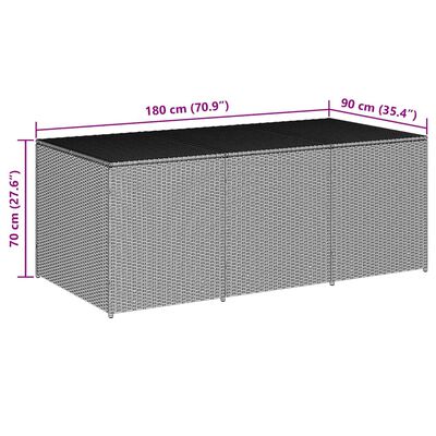 vidaXL Garden Storage Box Poly Rattan 180x90x70 cm Grey, grey vidaXL Garden Storage Box Poly Rattan 180x90x70 cm Grey