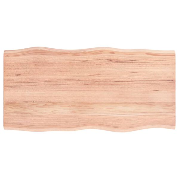 vidaXL Table Top Light Brown 100x50x2 cm Treated Solid Wood Oak Live Edge
