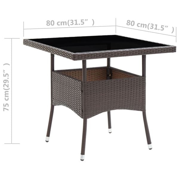 vidaXL Garden Dining Table Brown Poly Rattan