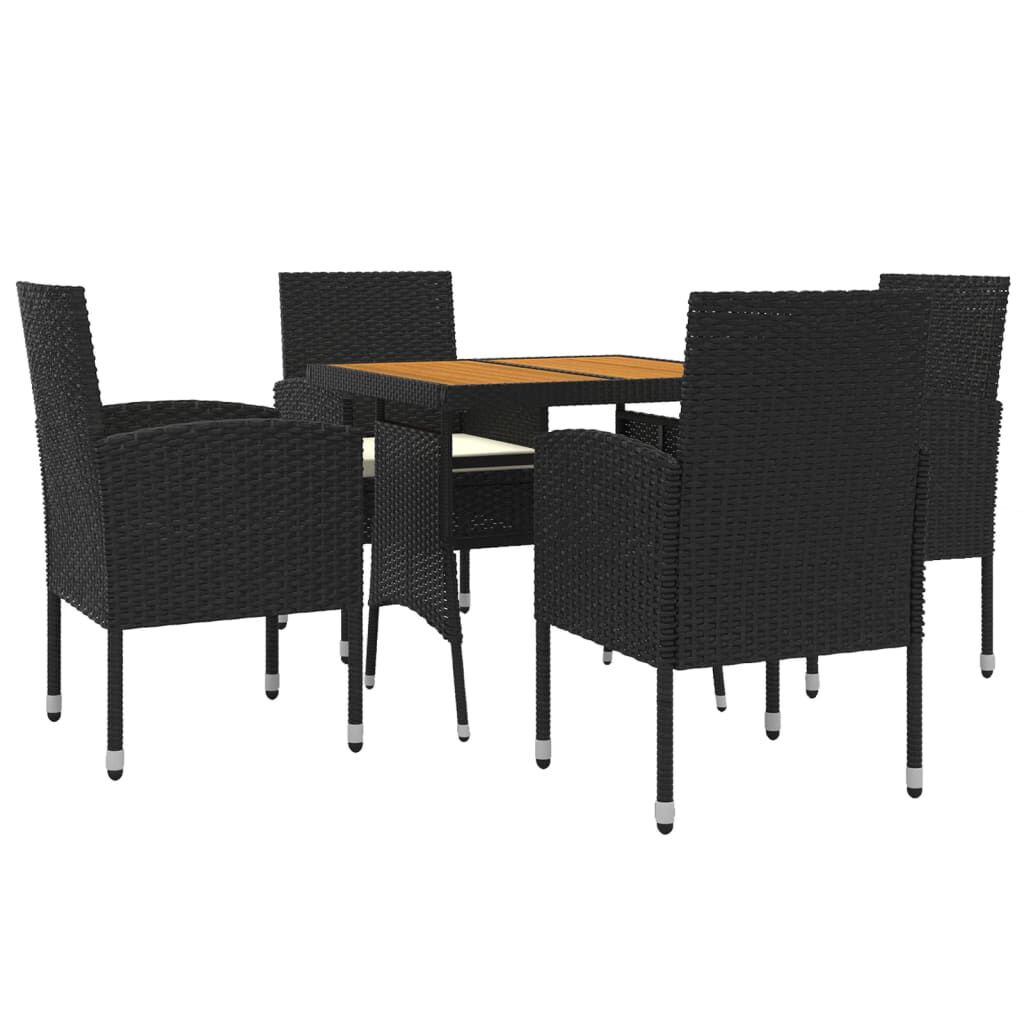 vidaXL 5 Piece Outdoor Dining Set Poly Rattan Black