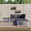 vidaXL 5 Piece Garden Lounge Set with Cushions White Steel