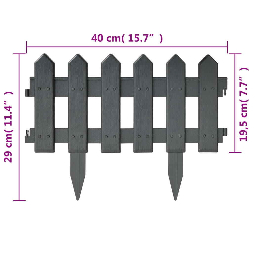 vidaXL Lawn Edgings 25 pcs Anthracite 10 m PP