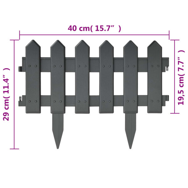 vidaXL Lawn Edgings 25 pcs Anthracite 10 m PP