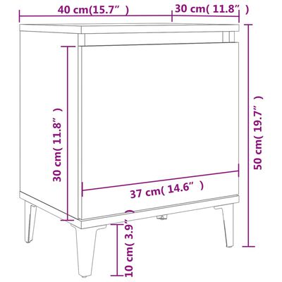 vidaXL Bed Cabinets with Metal Legs White 40x30x50 cm, white vidaXL Bed Cabinets with Metal Legs White 40x30x50 cm