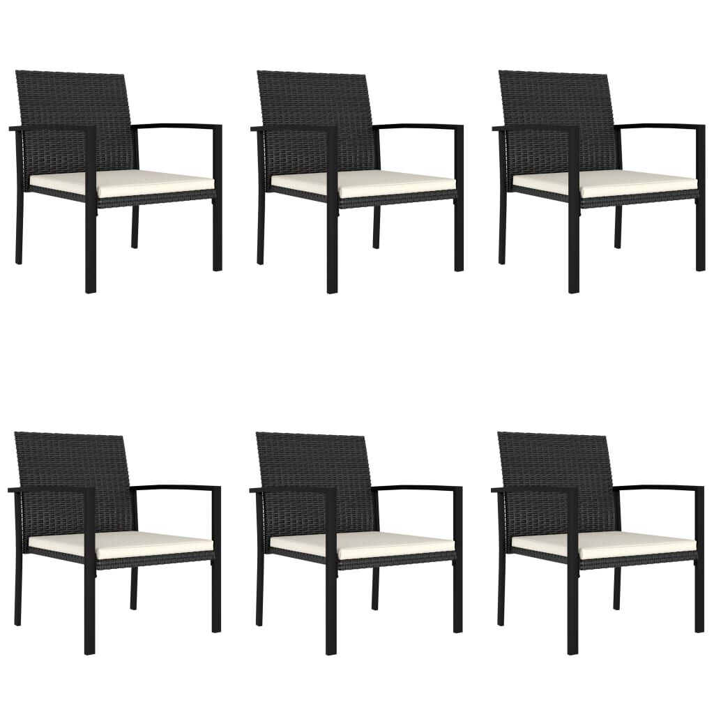 vidaXL 7 Piece Garden Dining Set Poly Rattan Black
