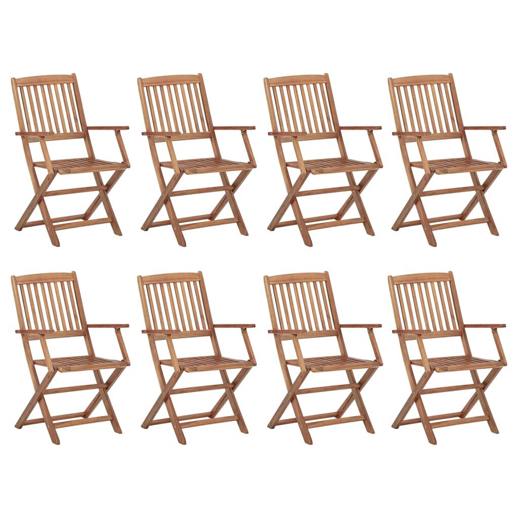 vidaXL Folding Outdoor Chairs 8 pcs Solid Acacia Wood