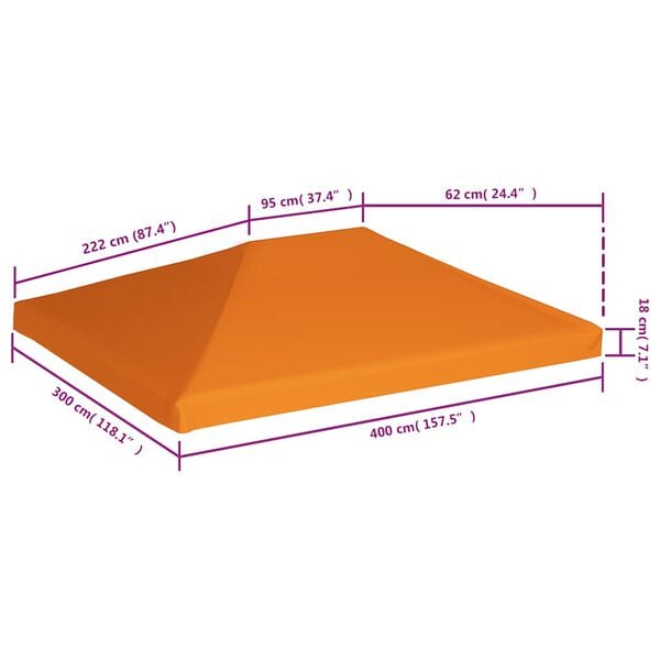 vidaXL Gazebo Top Cover 310 g/m² 4x3 m Orange