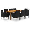 vidaXL 9 Piece Garden Dining Set Black