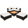 vidaXL 6 Piece Garden Lounge Set with Cushions Poly Rattan Black