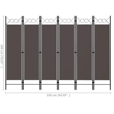 vidaXL 6-Panel Room Divider Anthracite 240x180 cm, anthracite vidaXL 6-Panel Room Divider Anthracite 240x180 cm