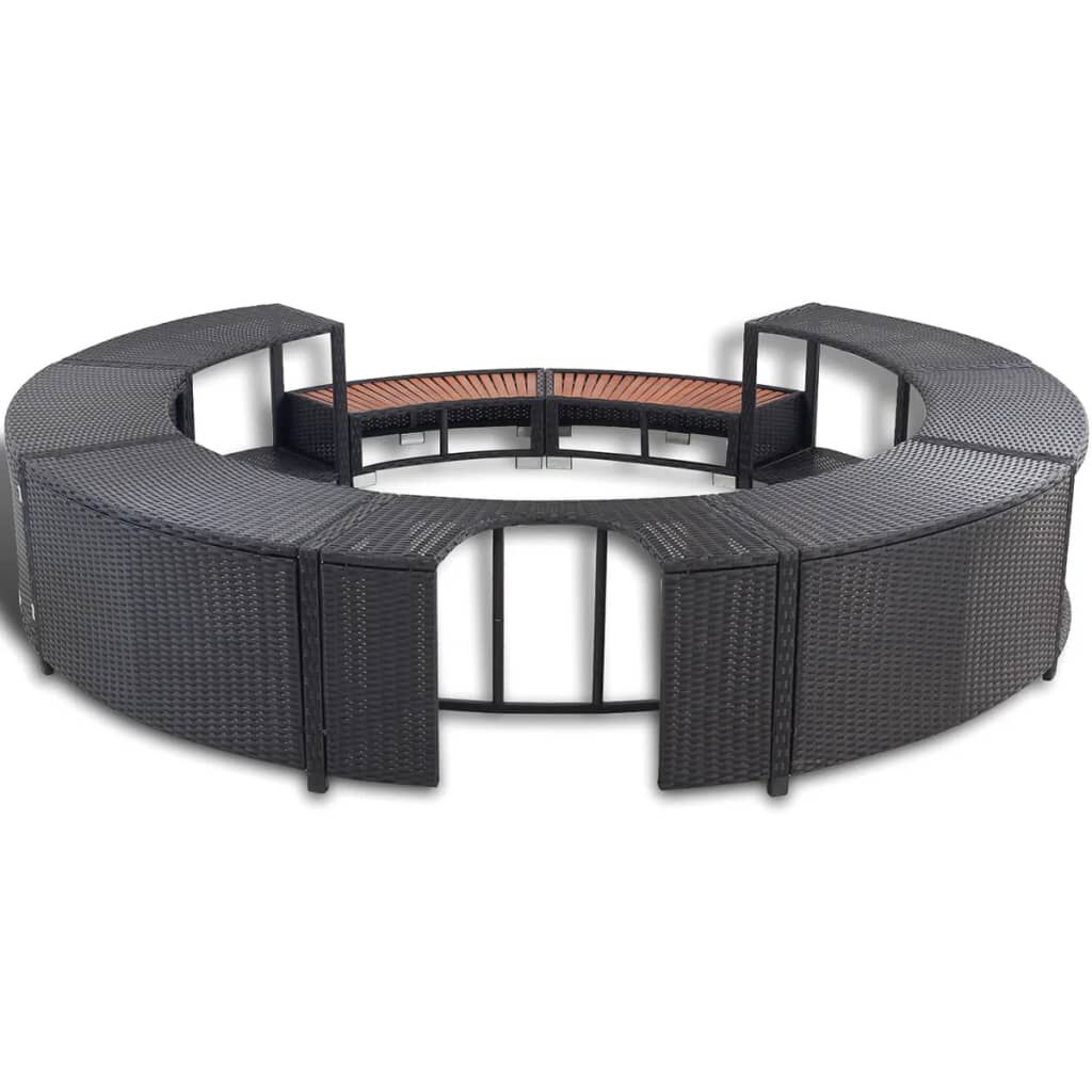 vidaXL Hot Tub Surround Black Poly Rattan