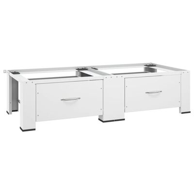 vidaXL Double Washing and Drying Machine Pedestal with Drawers White,  vidaXL Double Washing and Drying Machine Pedestal with Drawers White