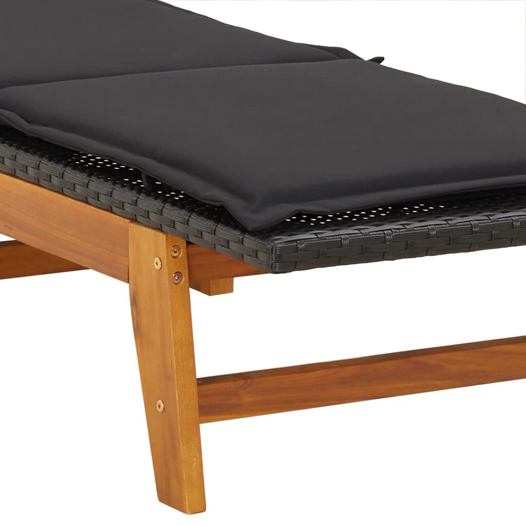 vidaXL Sun Lounger with Cushion Poly Rattan&Solid Wood Acacia