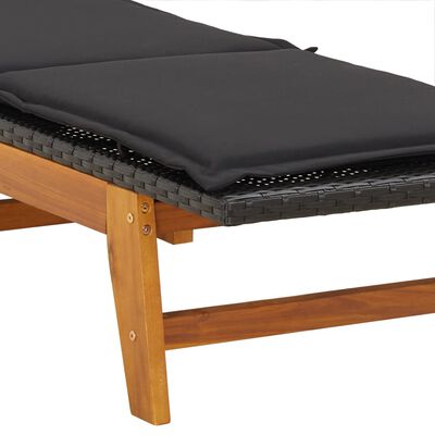 vidaXL Sun Lounger with Cushion Poly Rattan&Solid Wood Acacia,  vidaXL Sun Lounger with Cushion Poly Rattan&Solid Wood Acacia