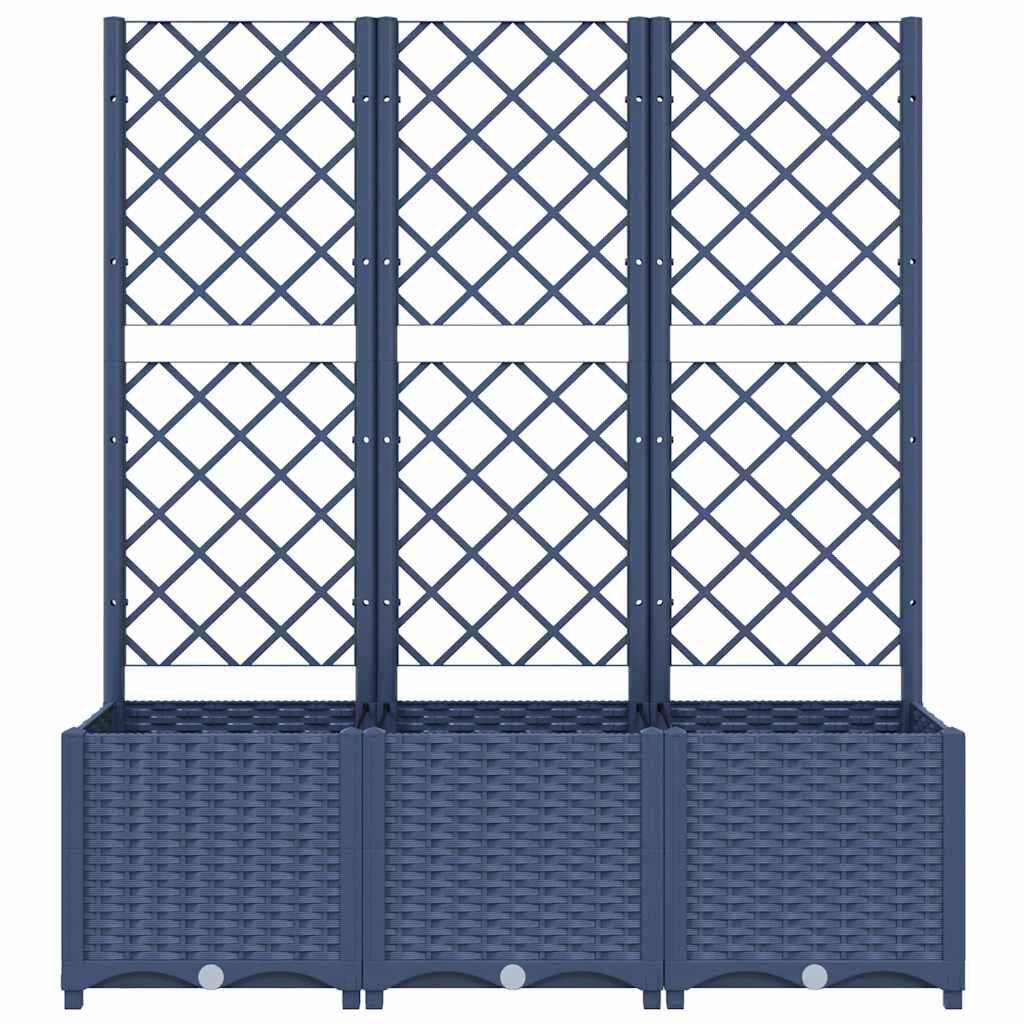 vidaXL Garden Planter with Trellis Blue Grey 120x40x136 cm PP