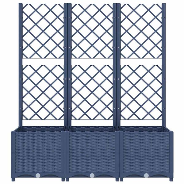 vidaXL Garden Planter with Trellis Blue Grey 120x40x136 cm PP