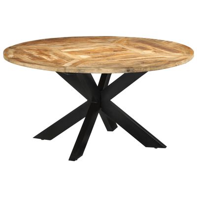 vidaXL Dining Table Ø150x76 cm Solid Rough Wood Mango,  vidaXL Dining Table Ø150x76 cm Solid Rough Wood Mango