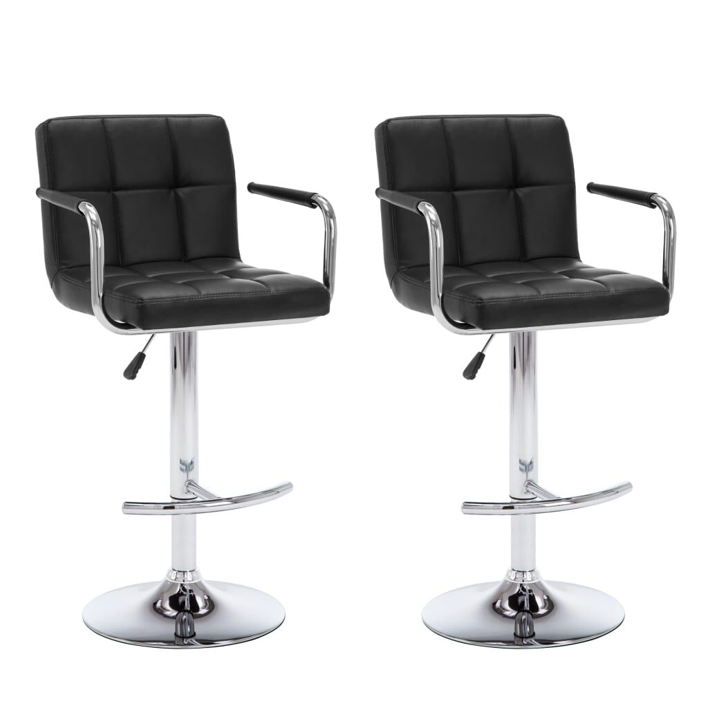 vidaXL Bar Stools 2 pcs Black Faux Leather
