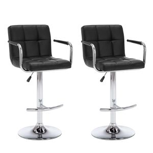 vidaXL Bar Stools 2 pcs Black Faux Leather