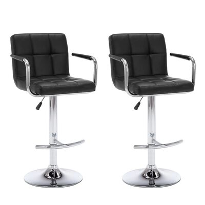 vidaXL Bar Stools 2 pcs Black Faux Leather, black vidaXL Bar Stools 2 pcs Black Faux Leather