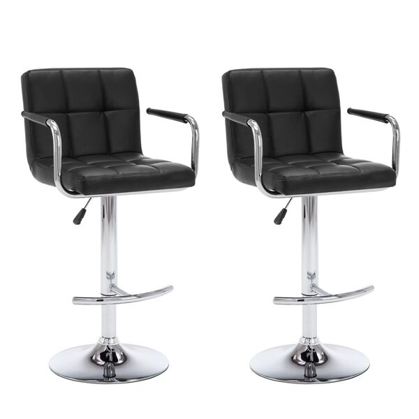 vidaXL Bar Stools 2 pcs Black Faux Leather