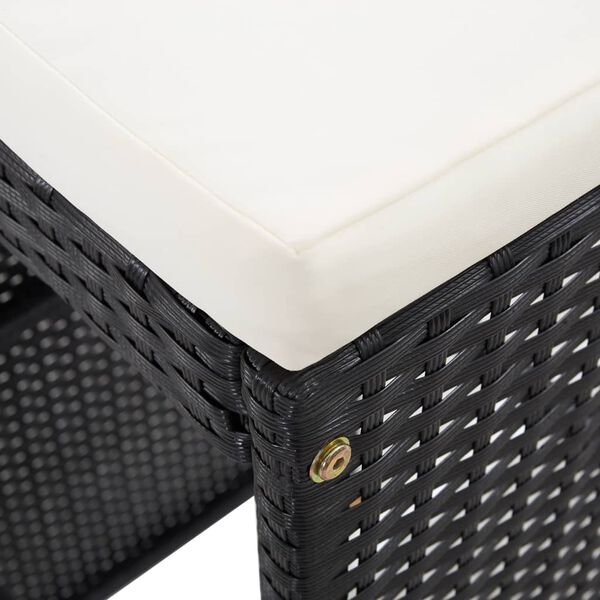 vidaXL 7 Piece Garden Bar Set with Cushions Poly Rattan Black