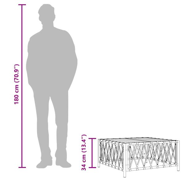 vidaXL Garden Table White 70x70x34 cm Woven Fabric