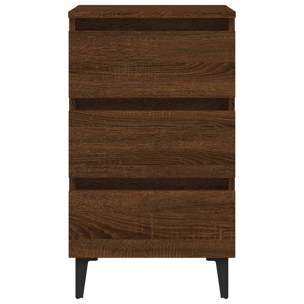 vidaXL Bed Cabinet with Metal Legs Brown Oak 40x35x69 cm