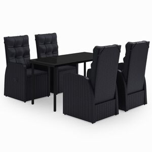 vidaXL 5 Piece Garden Dining Set with Cushions Black