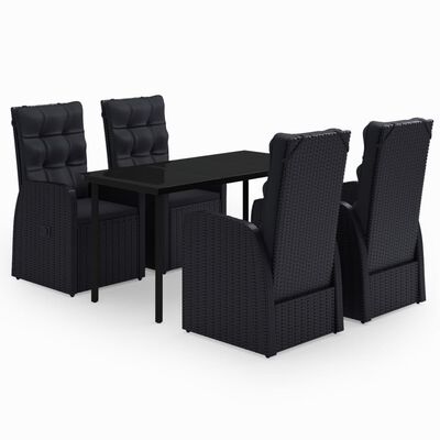 vidaXL 5 Piece Garden Dining Set with Cushions Black, black vidaXL 5 Piece Garden Dining Set with Cushions Black