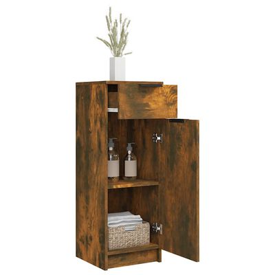 vidaXL Bathroom Cabinet Smoked Oak 32x34x90 cm Engineered Wood, smoked oak vidaXL Bathroom Cabinet Smoked Oak 32x34x90 cm Engineered Wood