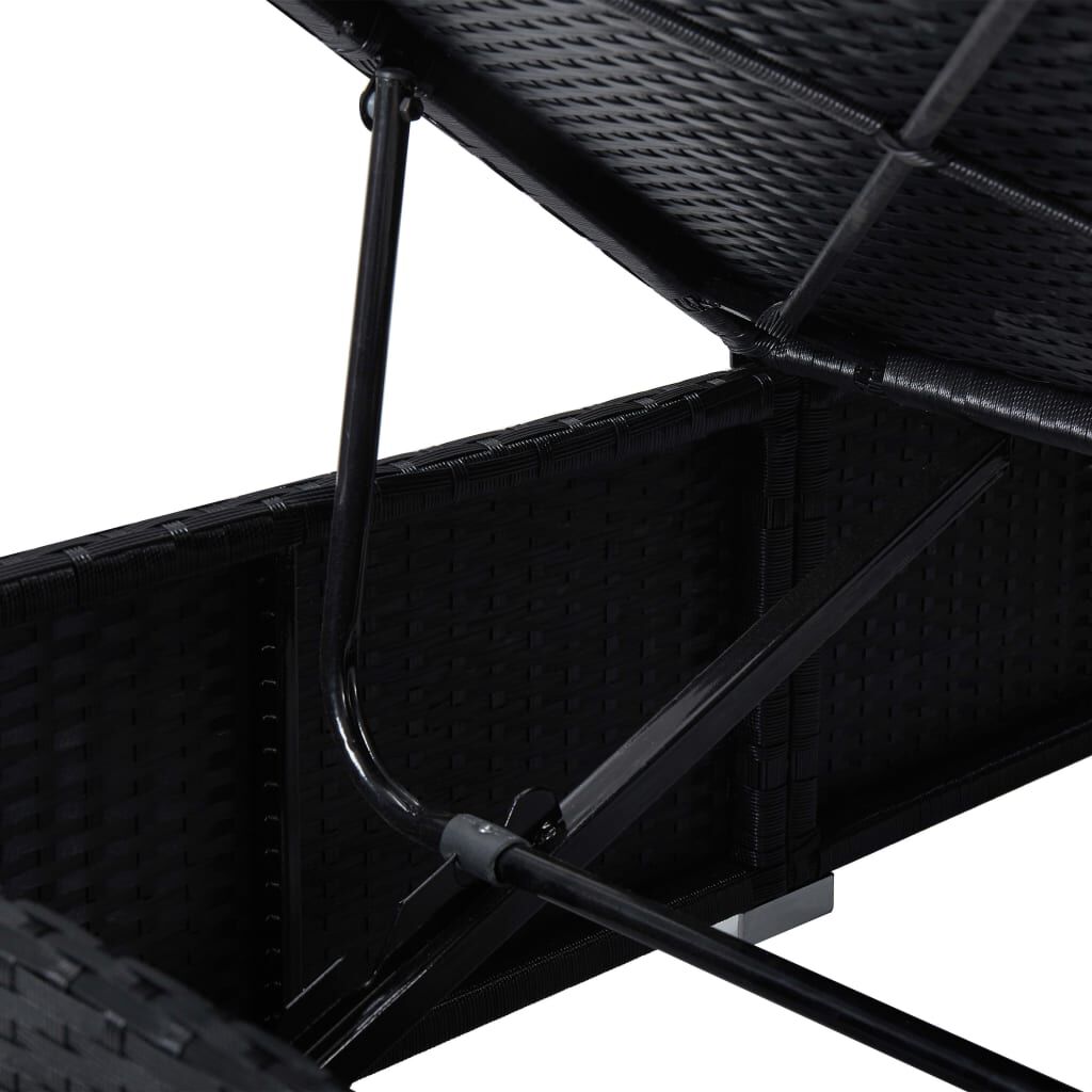 vidaXL 3 Piece Garden Sun Loungers with Tea Table Poly Rattan Black