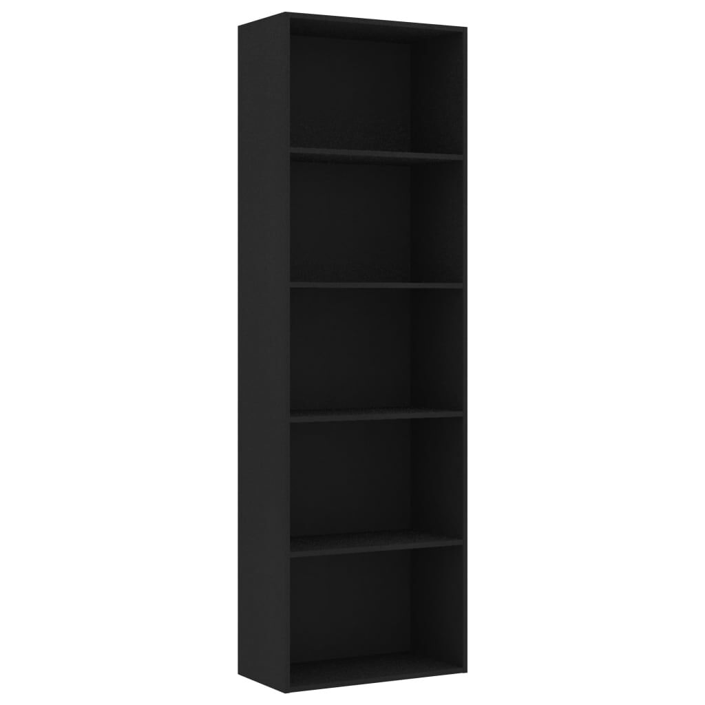 vidaXL 5-Tier Book Cabinet Black 60x30x189 cm Engineered Wood