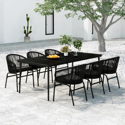 vidaXL 7 Piece Garden Dining Set Black, black vidaXL 7 Piece Garden Dining Set Black
