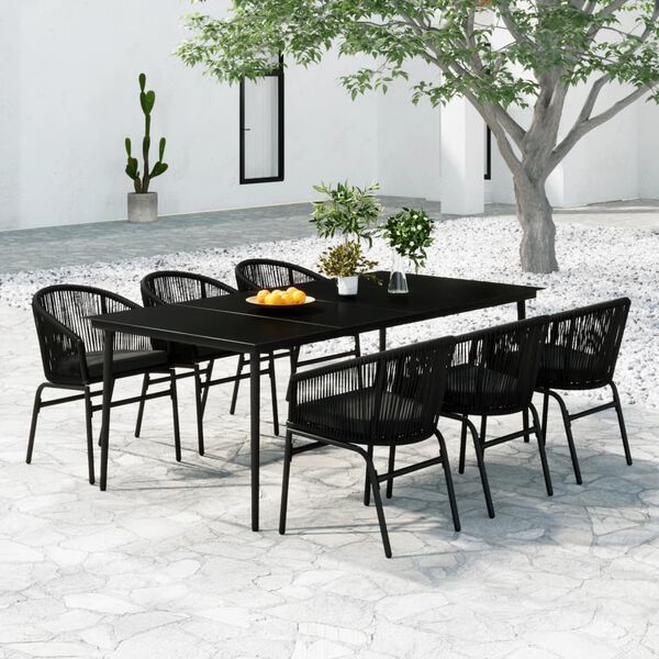 vidaXL 7 Piece Garden Dining Set Black
