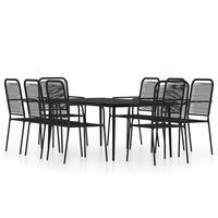 vidaXL 9 Piece Garden Dining Set Black