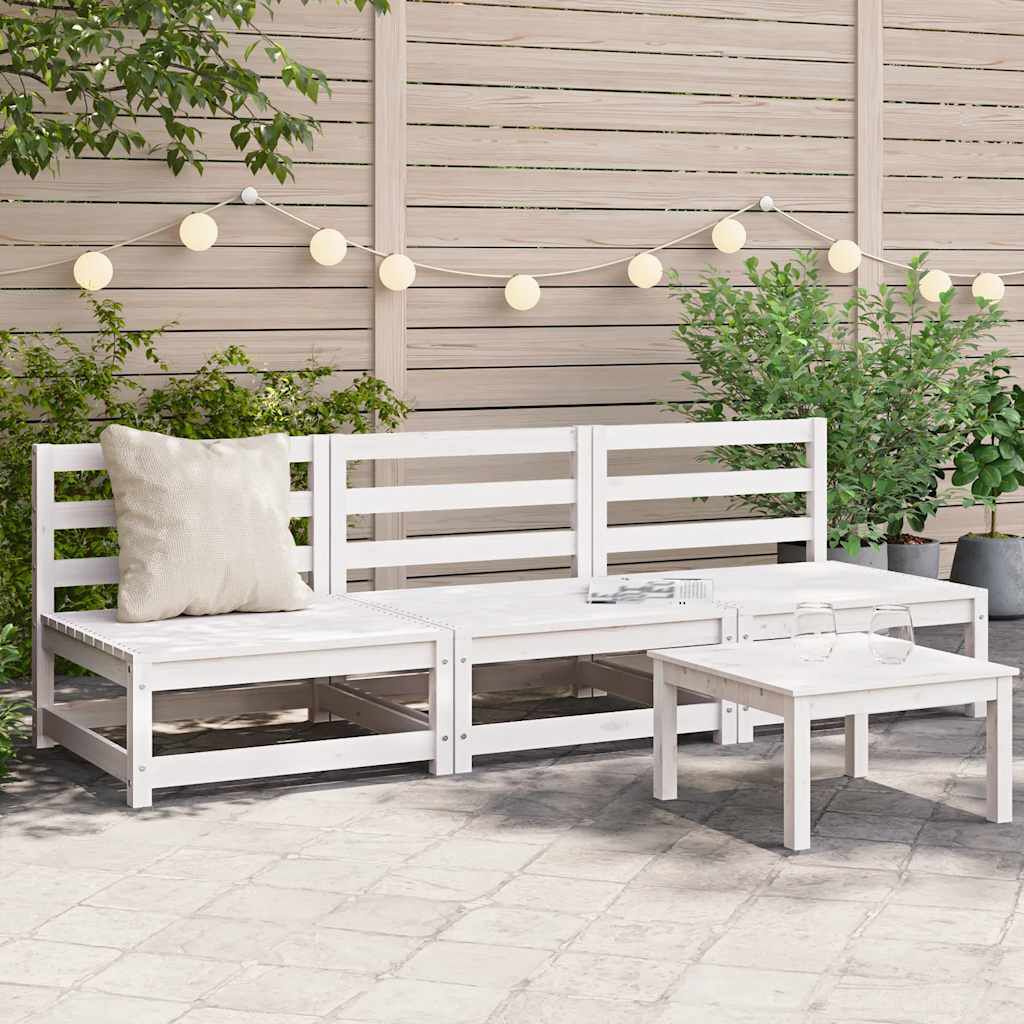 vidaXL Garden Middle Sofas 3 pcs White Solid Wood Pine